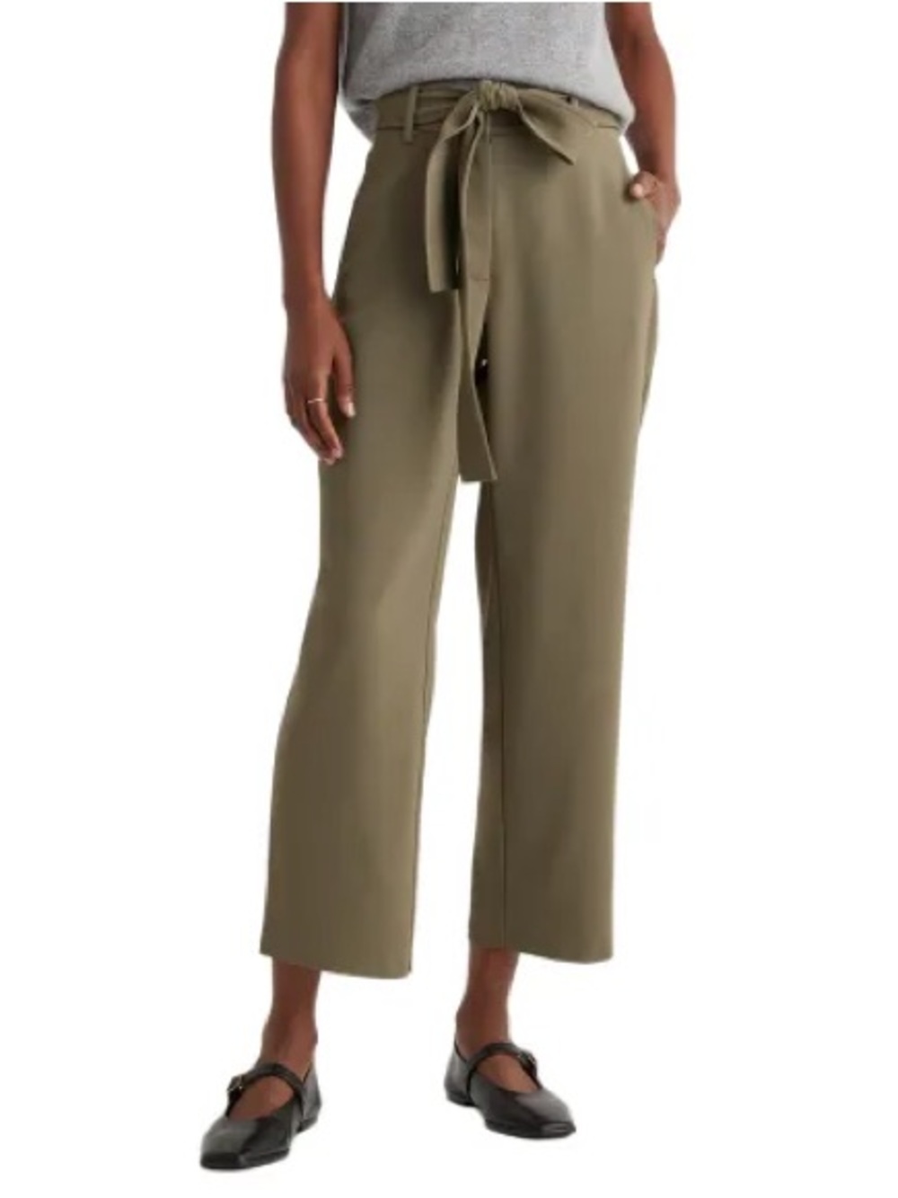 Quince Stretch Crepe Paperbag Pants Olive